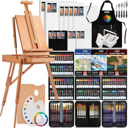 188Pcs All-in-One Art Painting Kit with French Easel, 96 Acrylic, Watercolor & Oil Paint Set, Complete Art Supplies Painting Set for Adults, Artists, Beginners by Unknown