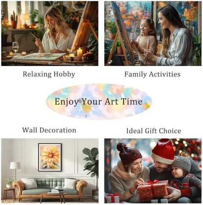 Natuyalo Paint by Numbers Kit for Adults Beginners, 16" Wx20 L Canvas Pictures Painting Acrylic Paintwork with 3 Pcs Paintbrushes, Colorful Town Landscape - Image 7