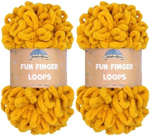 JubileeYarn Fun Finger Loops Yarn - Mustard - 2 Skeins by BambooMN