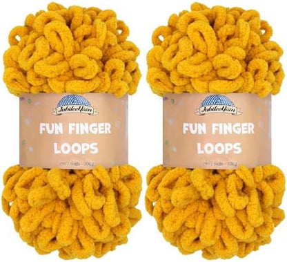 JubileeYarn Fun Finger Loops Yarn - Mustard - 2 Skeins by BambooMN
