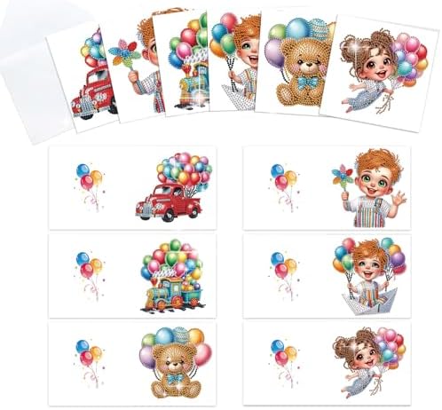 MVVMTOP 6pcs Diamond Art Painting Greeting Card, DIY Colorful Balloons Diamond Art Greeting Card for Blessing and Wishe Special Shaped Diamond Arts Crafts for Birthday Thanksgiving Day by MVVMTOP