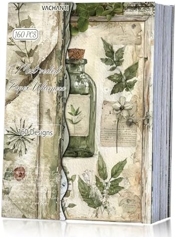 160 Sheets Vintage Flower Scrapbook Paper Green Collage Flowers No Repeating Patterns Perfect for Junk Journal DIY Cards Craft Albums Scrapbooking Supplies (Green, 3.9 x 5.5 inches) by NEDIE