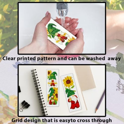 ACRNIGHEET 6PCS Cross Stitch Bookmark Kit for Beginner Gnome Stamped Cross Stitch Kits Needlepoint Kit for Adults DIY Tassel Embroidery Bookmark Kits with Instructions Craft Gift 8.5"x3" 11CT - Image 3