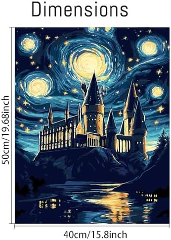 AALBLAC Magic Castle Paint by Numbers Kit for Adults Beginner - Starry Night Castle Paint by Numbers Canvas, DIY Abstract Landscape Oil Painting for Gift Home Wall Decor 16x20inch - Image 2