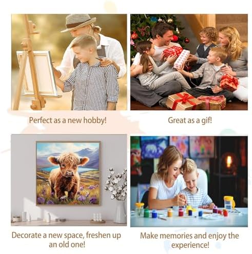 Artunion Framed Paint by Numbers Kit for Adults Beginners & Kids Ages 8-12,Highland Cow Paint by Number with Frame,Cow Animal Paint by Numbers Kit on Canvas 10 * 10 Inch Without Easel - Image 7