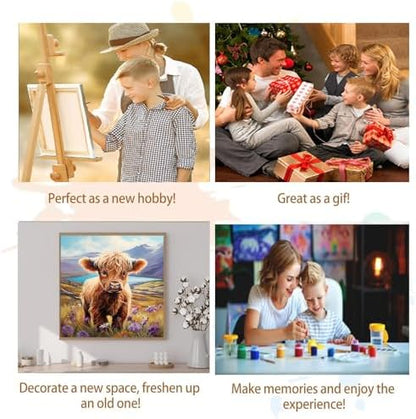 Artunion Framed Paint by Numbers Kit for Adults Beginners & Kids Ages 8-12,Highland Cow Paint by Number with Frame,Cow Animal Paint by Numbers Kit on Canvas 10 * 10 Inch Without Easel - Image 7