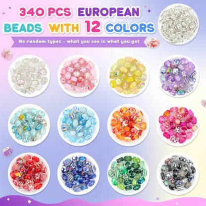 Funtopia 340pcs Large Hole Beads, European Beads for Keychains Pens Charms - Image 5