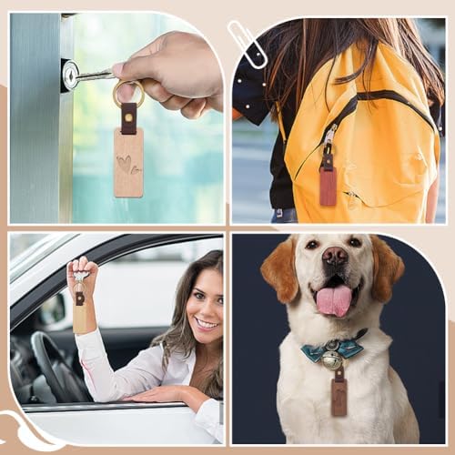50 PCS Leather Wood Keychain Blanks 5 Colors Unfinished Wooden Keychains Rectangular Shape Wood Keychains Blanks for Engraving DIY Crafts Personalized Gifts - Image 4