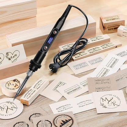 Wood Burning Kit, Wood Burning Tool with 26 Letters Copper Mold, Adjustable Temperature Professional Wood Burner Pen for Embossing Carving Soldering - Image 2