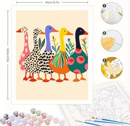GEMOUJ Duck Paint by Numbers Kits for Adult,Colorful Duck Paint by Numbers Kit for Adults Beginners, DIY Animal Acrylic Painting on Canvas for Adult, Home Wall Decor 16 x 20 inch - Image 6