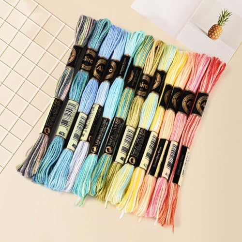 12 Skeins 105 Yards 6 Ply Variegated Cross Stitch Floss Polyester Embroidery Thread Gradient Colorful Friendship Bracelet String Yarn Bulk for Sewing Making Jewelry Needlecraft Knitting DIY - Image 7