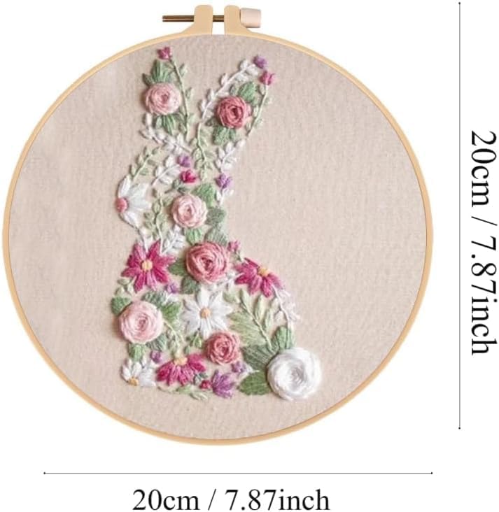 YOUDRN Bunny in Bloom Embroidery Kit for Beginners, Bunny Embroidery - Image 4