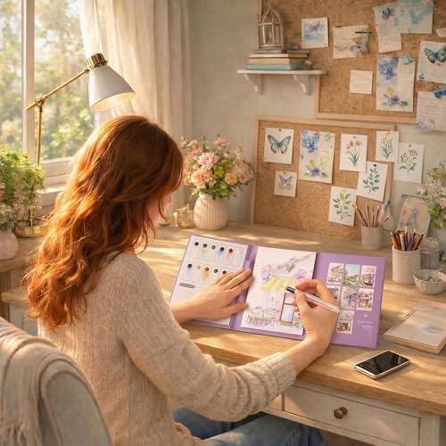 2026 Breathly Stress Relief Watercolor Books Painting Kit, All-in-One DIY Watercolor Art Kit, Paint-with-Water Portable Painting Art Book with 12-Color Pigment Dot Card & Water Brush Pen, Tri-Fold Pocket Painting Set, Relaxing Creative Kit for Beginner... - Image 2