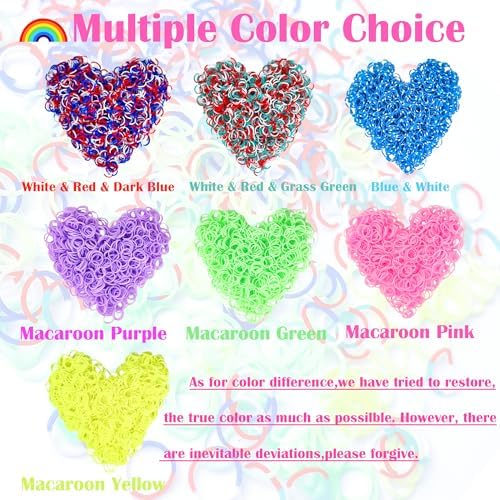 Loom Rubber Band Refill, White & Red & Dark Blue 900 Pcs. - Image 2