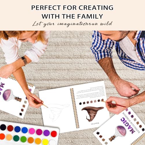 Easy Magic Watercolor Workbook for Beginners, Water Coloring Book, 18 Colors Watercolors Paint Set, 12 Patterns Fantasy Art Watercolor Kit, Relaxing DIY Gift for Adults and Women Teen - Image 6