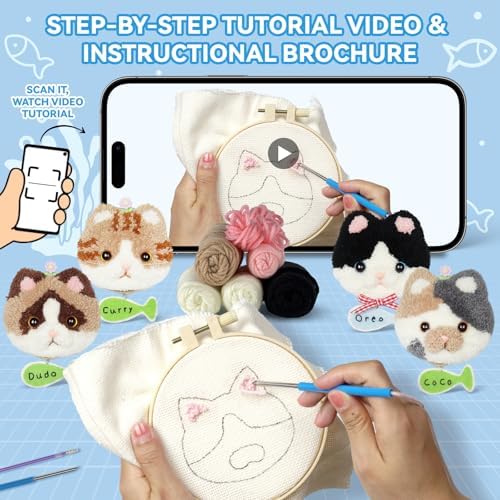 MOREJMTT Punch Needle Kit for Beginners Adults Easy Punch Needle Embroidery Kit,Including Printed Patterns, Needles, Easy to Follow Instructions and Videos(The World of Cats) - Image 3