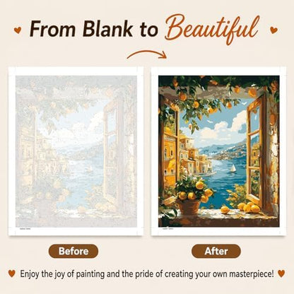 AUKELHJ Paint by Numbers Kit for Adults Beginner, Window View, 16X20 Inch - Image 4