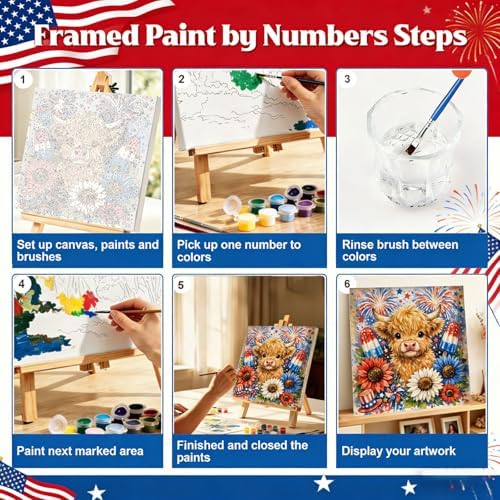 Gemozaic 4th of July Framed Paint by Numbers Kit for Adults and Kids 8-12 - Image 4