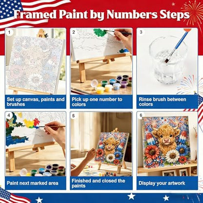 Gemozaic 4th of July Framed Paint by Numbers Kit for Adults and Kids 8-12 - Image 4