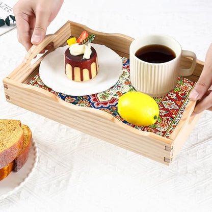 DOTSOPS 5D Diamond Art Kits for Adults Wooden Serving Tray with Handle Special Diamond Painting Plate Big Gem Dots Paint by Numbers Crafts Kits for Living Room Mandala 12 x 16 Inches - Image 4