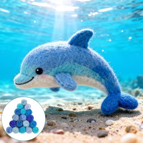 Ainiv 18 Pcs Needle Felting Wool, 9 Colors x 2 Packs Wool Roving, Blue - Image 7