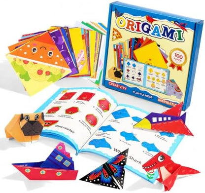 Xuoent Origami Kit for Kids, 100 Sheets Paper Crafts Kits, Ages 5-12+ by Unknown