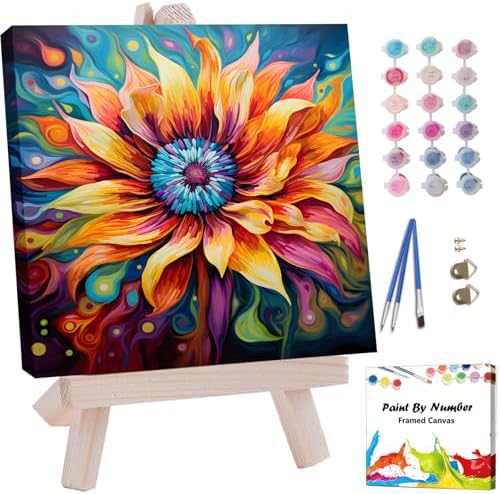Artunion Framed Paint by Numbers Kit for Adults Beginners & Kids Ages 8-12,Blossom Flower Paint by Number with Frame, Floral Paint by Numbers Kit on Canvas 10 * 10 Inch Without Easel by ArtunionDriect
