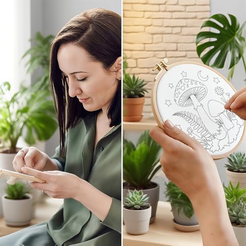 ORIGACH 5 Pack Mushroom & Plants Embroidery Kit for Beginners - Image 5