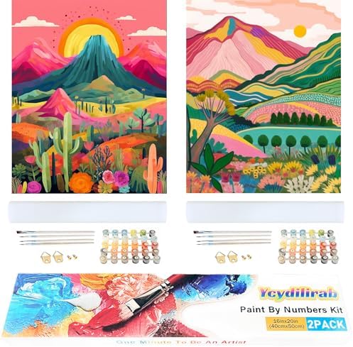 2 Pack Adult Paint by Number Kits on Canvas-Landscapes Paint by Number Adult,Paint by Numbers Kits for Adults With Gifts Box,DIY Landscapes Painting Kits for Gifts Home Wall Decor(16x20inch) by Ycydilirab