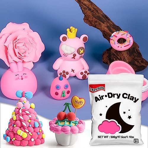 ifergoo 500g Pink Air Dry Clay, 1.1LBS DIY Creative Modeling Clay for Kids - Image 2