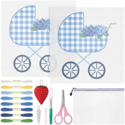 XunYee Needlepoint Canvas Kit, Hydrangea Baby Carriage by XunYee