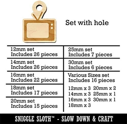 Vintage TV Television Silhouette Mini Wood Shape Charms Jewelry DIY Craft - 30mm (6pcs) - with Hole - Image 2