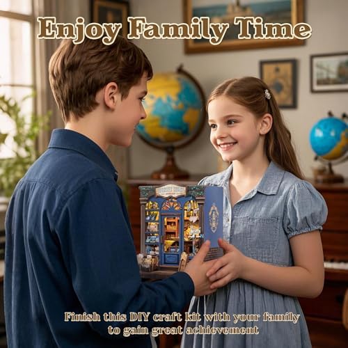 CUTEBEE Book Nook Kit - DIY Miniature House Dollhouse Kit for Adults and Teens, Booknook Tiny House Bookshelf Decor 3D Wooden Puzzle, Gifts for Family, Friends (Journey Trace Bookshop) - Image 6