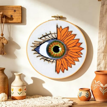 Crafmanoe Sunflower Eyes Embroidery Kits for Beginners Adults, Hand Embroidery Starters Kits, Stamped Cross Stitch Kits Needlepoint Kits for Beginners Adult, Embroidery Hoop, Thread and Video Tutorial - Image 4
