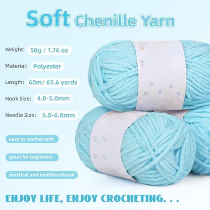 Aeelike Crochet Blanket Kit for Beginners, Easy Soft Crochet Kit, Blue - Image 3