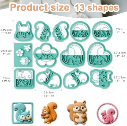 13Pcs Cute Squirrel Polymer Clay Cutters Set, Clay Earrings Cutters Polymer Jewelry Cutter for Earrings Making DIY Craft Supplies - Image 2