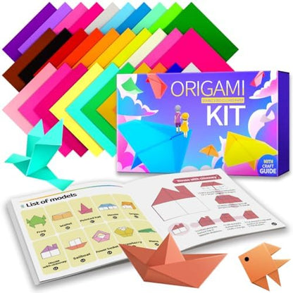 Praisebank Origami Paper, 220pcs 17 Colors 6x6 inch, Double Sided, Craft Kit with Guide. by Praisebank