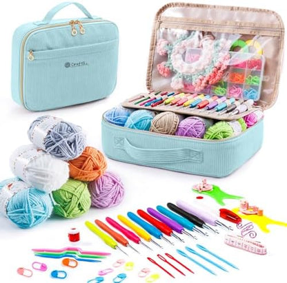 MYBAGZING Crochet Kit for Beginners,Yarn Starter Kit w/Hooks & Storage Bag by MYBAGZING