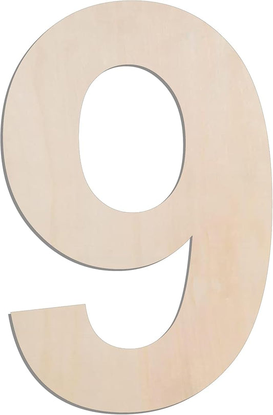 MGTECH 12 Inch Large Wooden Number 9, 1/4 in Thick Big Wood Number for Crafts and Wall Decor