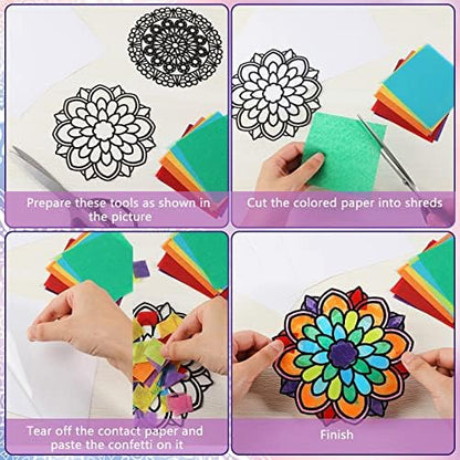 Tinlade 18 Pack Mandala Window Clings DIY Kit Stained Glass Kit Suncatchers - Image 3