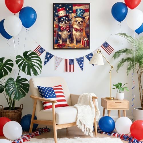 RICUVED Dog Paint by Numbers for Adults, Independence Day Paint by Numbers Kit for Adults Beginners, Animal DIY Acrylic Flag Oil Painting on Canvas Easy for Gift Home Wall Decor 16x20 Inch - Image 6