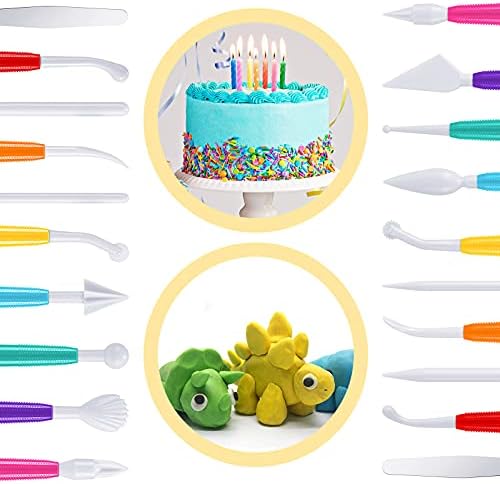 Outus 20 Pieces Plastic Clay Tools Clay Sculpting Modeling Double Head Ceramic Pottery Tool Kit Cook Decorating Tools for Crafts DIY Shaping and Sculpting, Assorted Colors - Image 4