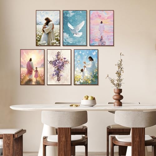 6 Pack Paint by Numbers Kit for Adults Jesus, Without Frame 10x14 Inch - Image 2