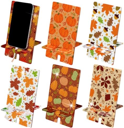 Saillong 6 Pcs Fall Pumpkins Diamond Art Painting Phone Stand Holder by Saillong
