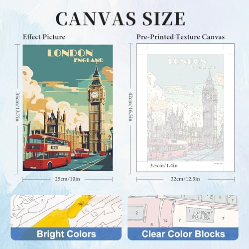 6 Pack Paint by Numbers Kit for Adults, Travel Number Painting, 10x14 Inch - Image 3