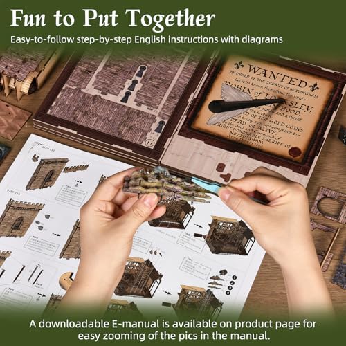 MiniCity Robin Hood Escape Book Nook Kit, Wooden Miniature House with LED - Image 5