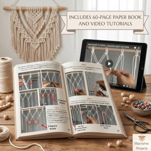 MIGO Creates Macrame Kits for Adults Beginners with 112 Macrame Supplies and 7 Projects Book: DIY Macrame Kit Includes 165 Yards Macrame Cord with Craft Supplies & Materials to Start Macrame! - Image 3