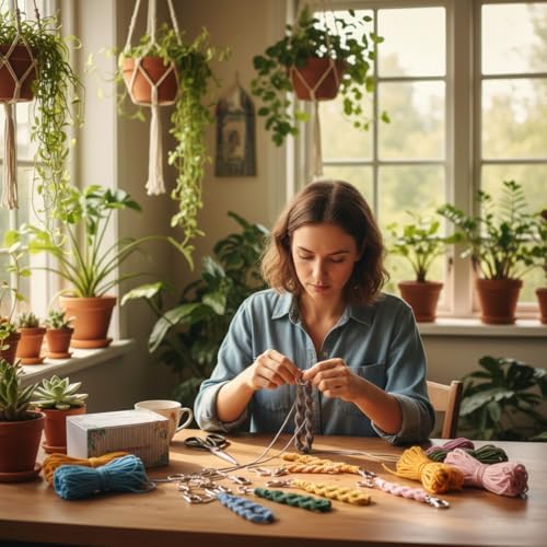 Ewparts Adult DIY Craft Keychain Making Kit Boho Macrame Keychain Kit - Image 3