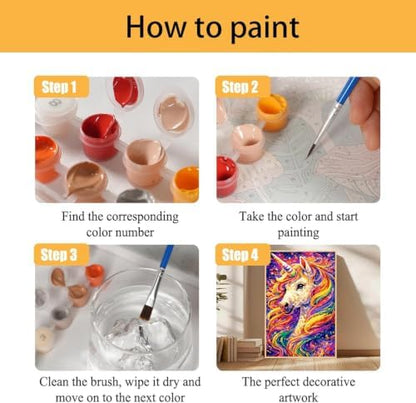Mowana Unicorn Paint by Numbers Kit for Adults Beginners, Adult Painting Kit by Numbers with Frame and Easle, Stretched Canvas Unicorn Paint by Number Kit, 8x12inch - Image 4