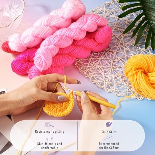 Cheriswelry 5 Skeins Soft Acrylic Fiber Yarn for Knitting 2.2mm Pink Theme Craft Sewing Cord Threads for Weaving Multicolor Skeins Yarn kit for Crochet Beginners Adults - Image 5
